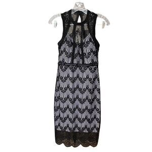 Guess High Neck Black Lace Lavender Slip Sheath Dress Size 0